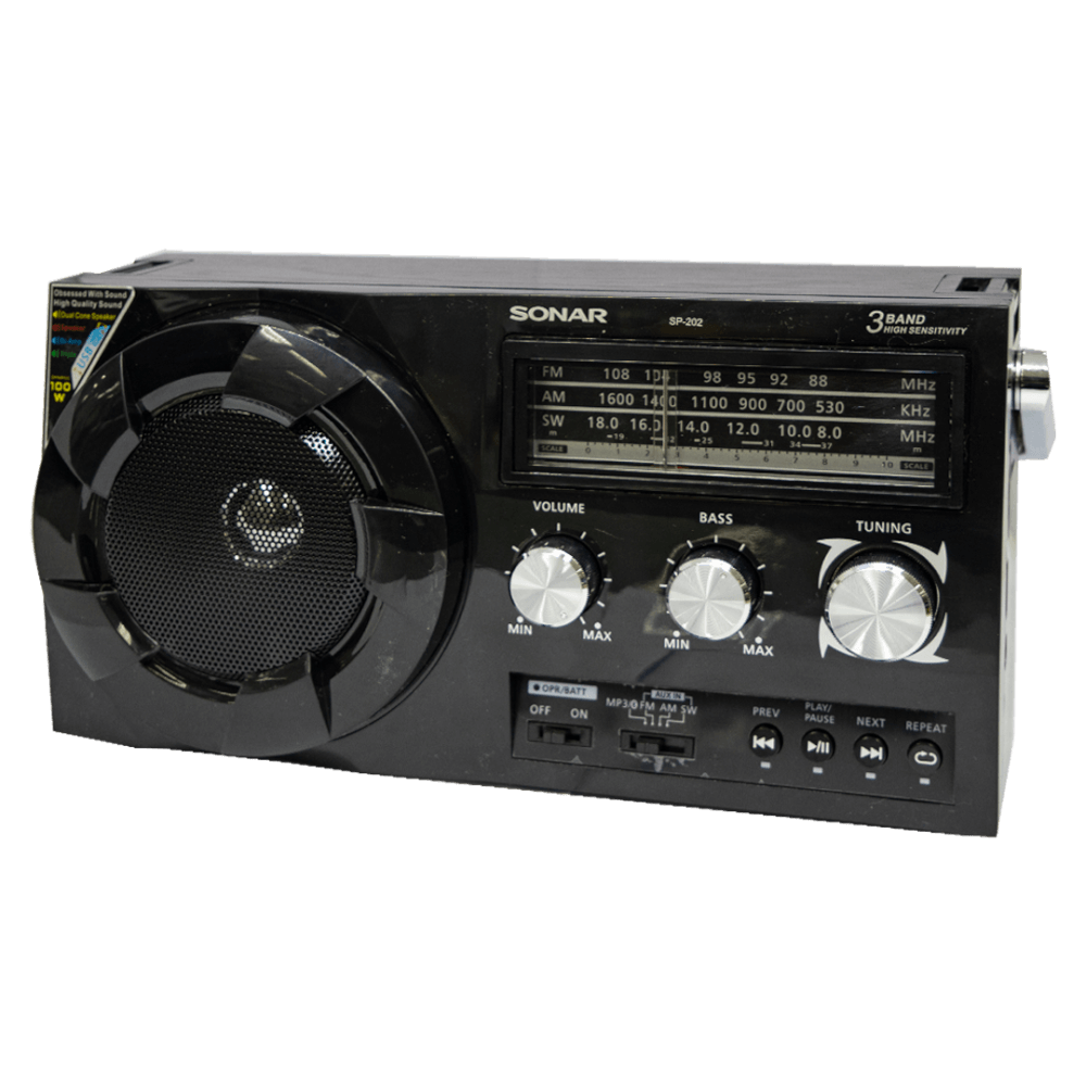 วิทยุทรานซิสเตอร์บลูทูธ FM/AM  SONAR รุ่น SP-202 สีดำ